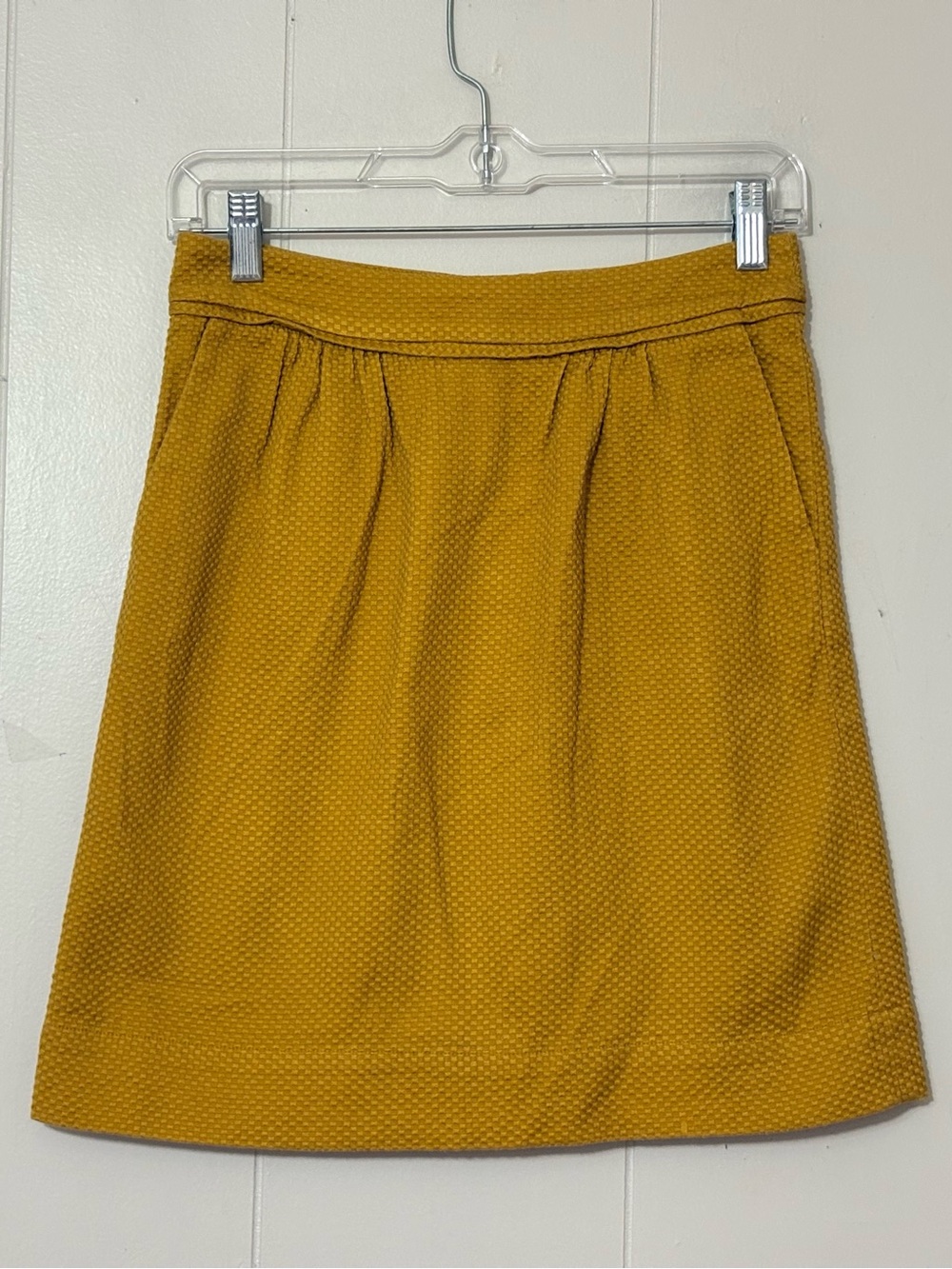 Boden Textured A-Line Skirt Mustard Yellow Size 2R Cotton Blend Pockets